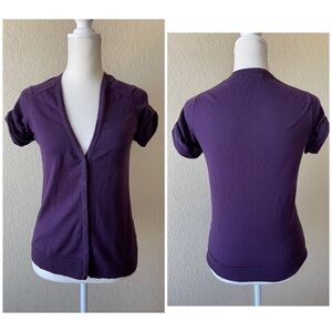 Gap purple short sleeve cotton cardigan - xs